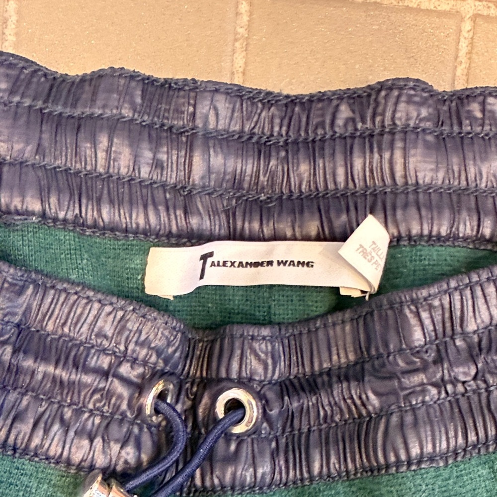 Alexander Wang dark green Navy Shiny Elastic Waistband Pants